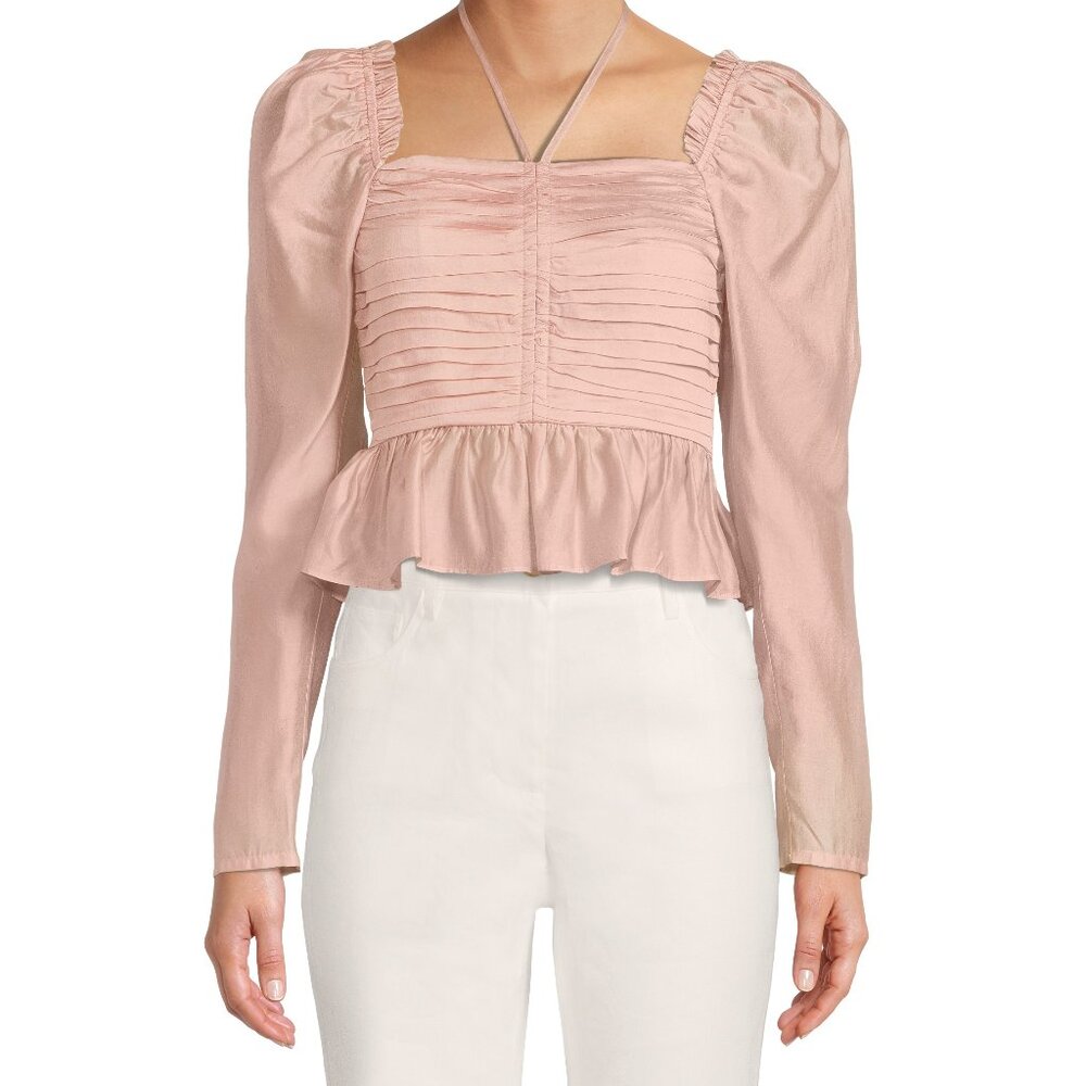 Antonio Melani Elvira Square Neck Long Puffed Sleeve Shirred Blouse